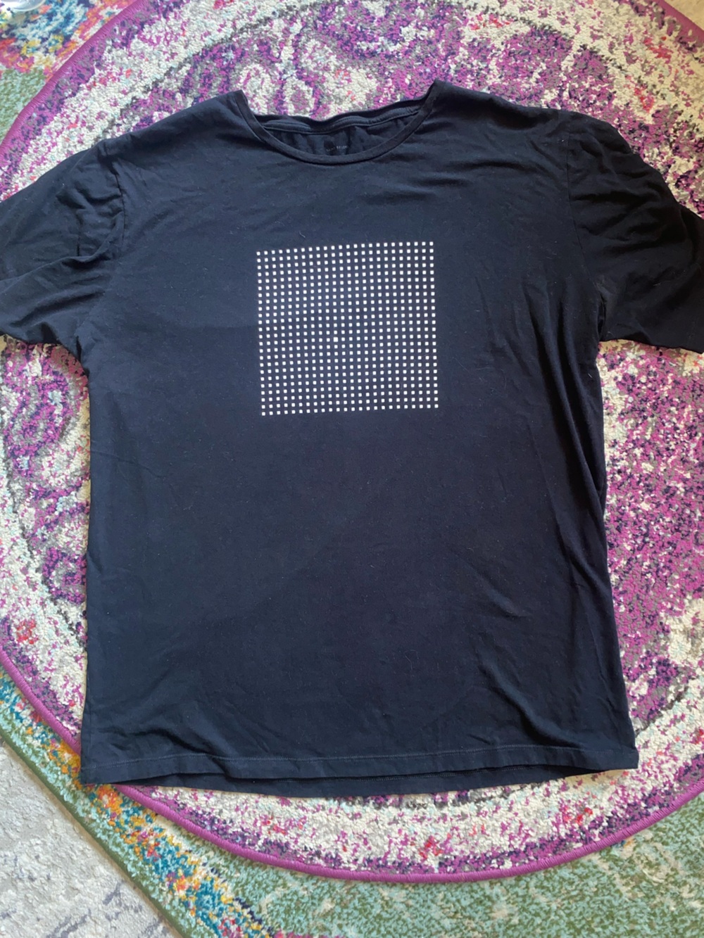 Black Short Sleeve Tee with Grid Dot Design